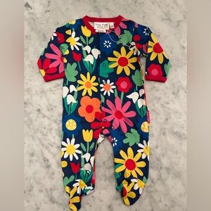 NWT Toby Tiger Organic Cotton Floral Footed Sleeper 0-3 months
